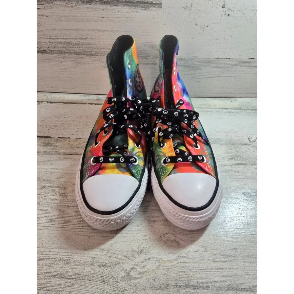 Converse Chuck Taylor Pro CONS‎ Tie Dye Peace Sign High Top Sneakers Mens 5 - Picture 3 of 10